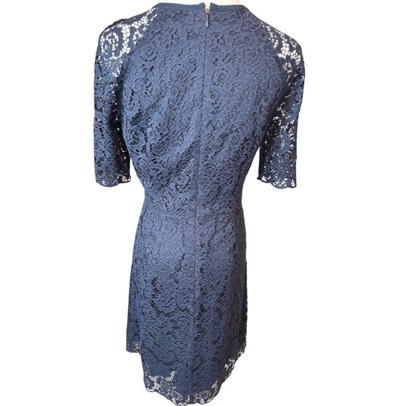 2/$30 Madewell Navy Lace Dress Size 4 Silk Trim & Polyester Lining - Picture 8 of 15